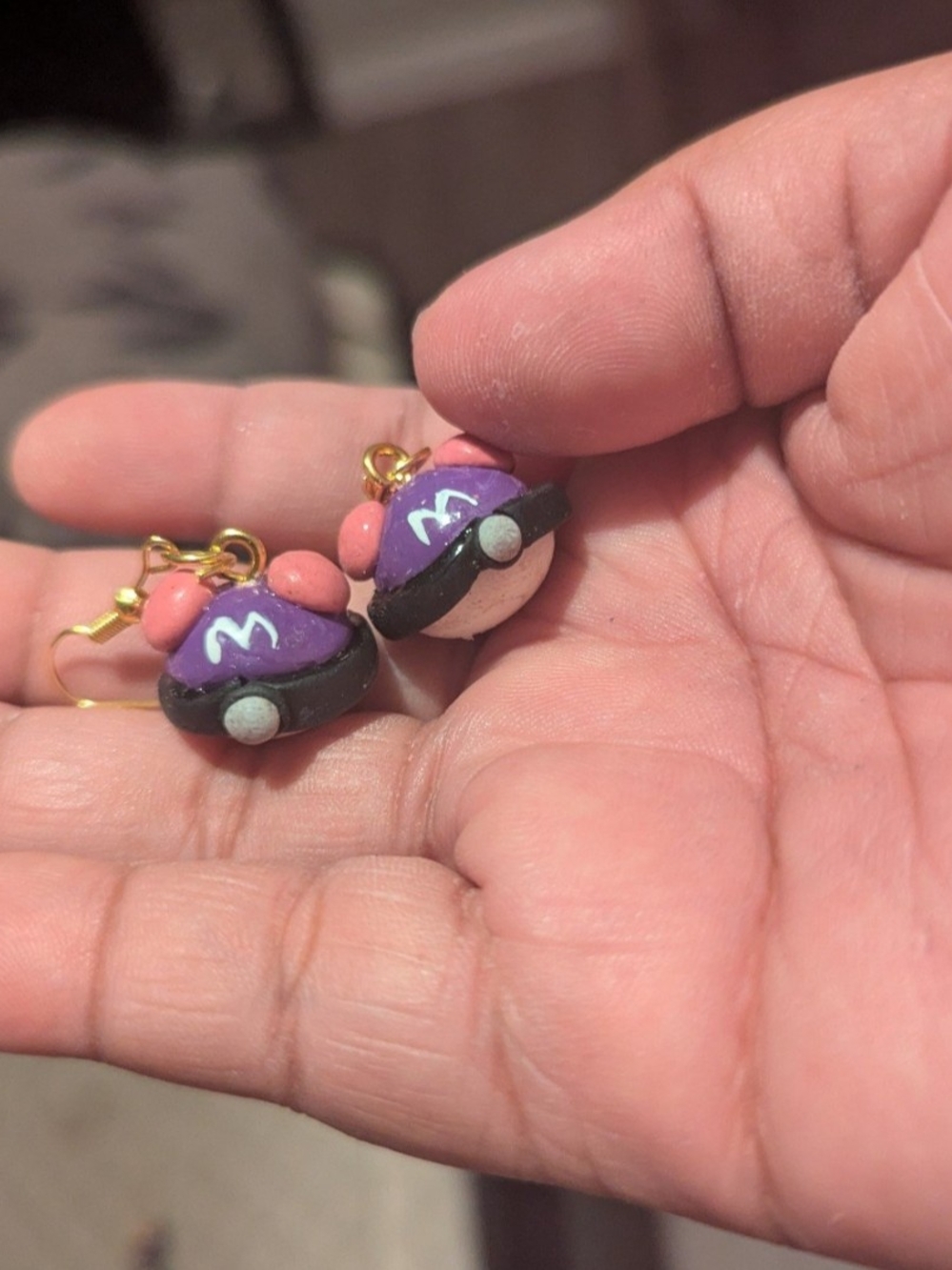 Miniature Pokemon Master Ball Poké Ball Earrings Handmade + Dollhouse Decor